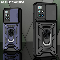 KEYSION odporny na wstrząsy futerał do Redmi 10 uwaga 11 10 Pro 11T 10S 9 Push Pull ochrona aparatu telefon pokrywa dla POCO M3 M4Pro F3 X3 GT 1
